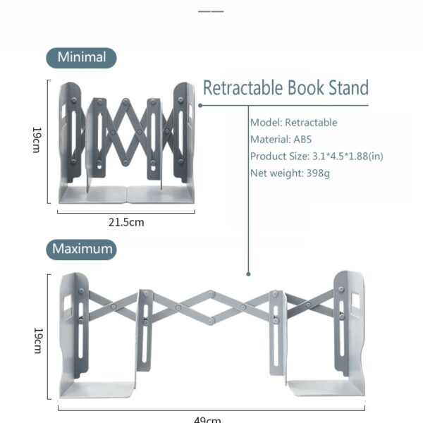 Retractable Bookends For Shelves Book Support Stand Adjustable Bookshelf With Pen Holder Desk Organizer Office Accessories 5