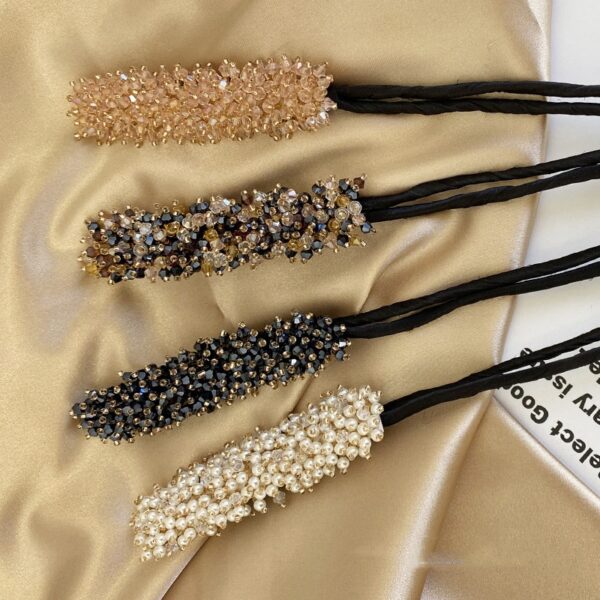 Ruoshui Woman Rhinestone Pearl Flower Hair Bun Maker DIY Hairstyle Tool For Ladies Hair Accessories Bridal 1