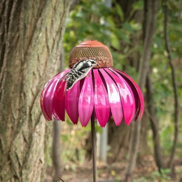 Sensation Pink Coneflower Feeder pentru păsări Fereastră de grădină Floare Feeder pentru păsări Grădină în aer liber Curte Decor pentru gazon Picaflor 2