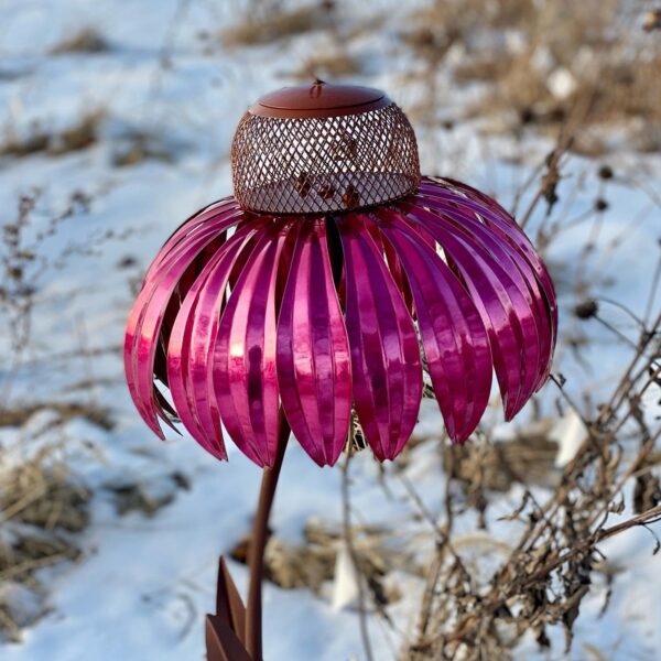 Sensation Pink Coneflower Feeder pentru păsări Fereastră de grădină Floare Feeder pentru păsări Grădină în aer liber Curte Decor pentru gazon Picaflor 4