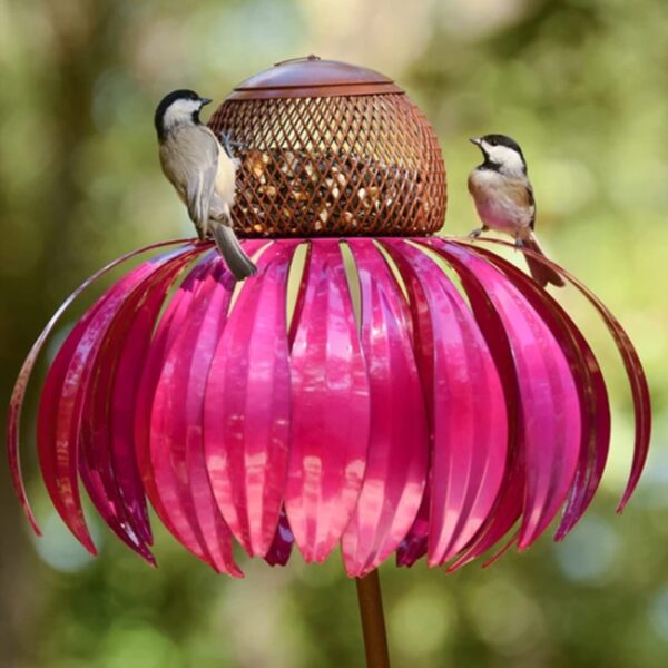 Sensation Pink Coneflower Bird Feeder Window Garden Flower Bird Feeder Outdoor Garden Yard Lawn Decoration Picaflor