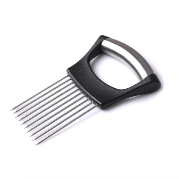 Stainless Steel Onion Cutter Onion Fork Fruit Vegetables Slicer Tomato Cutter Knife Cutting Safe Aid Holder 3