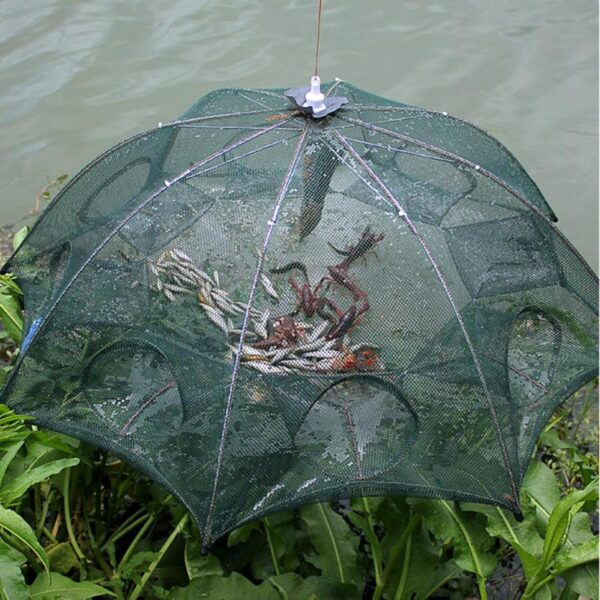 Strengthened 4 8 Holes Automatic Fishing Net Shrimp Cage Nylon Foldable Fish Trap Cast Net Cast