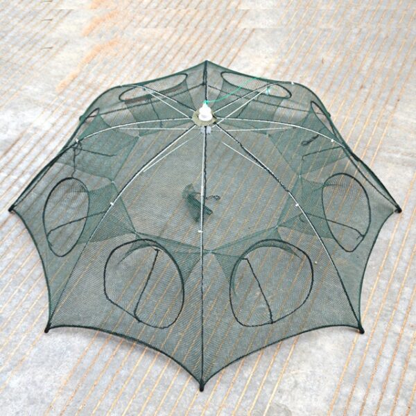 Strengthened 4 8 Holes Automatic Fishing Net Shrimp Cage Nylon Foldable Fish Trap Cast Net