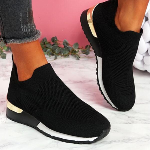 Vulcanize Shoes Sneakers Women Shoes Ladies Slip On Knit Solid Color Sneakers for Female Sport Mesh 3