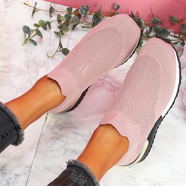 Vulcanize Shoes Sneakers Women Shoes Ladies Slip On Knit Solid Color Sneakers for Female Sport Mesh 4