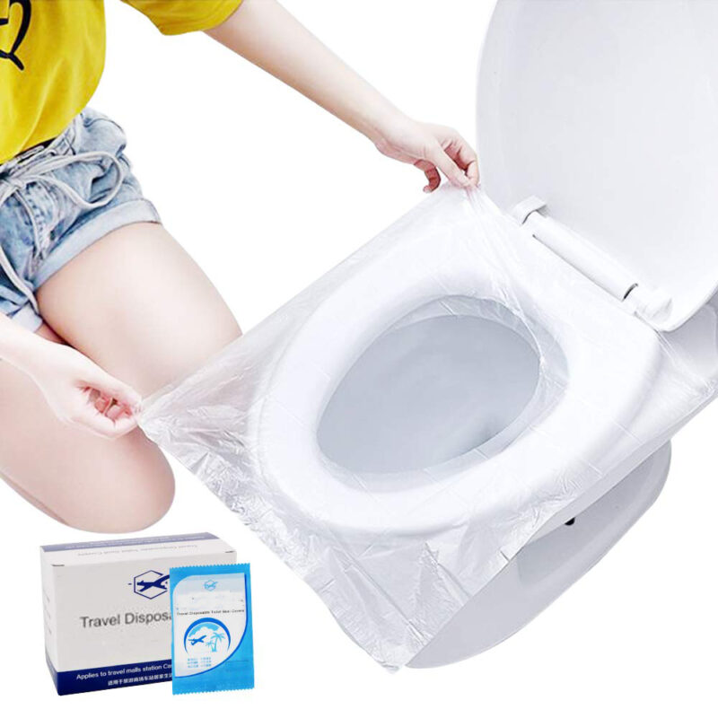 50 Pcs Disposable Plastic Toilet Seat Cover