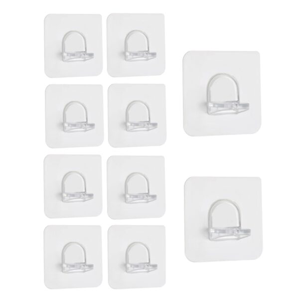10Pcs 6x6cm Transparent Strong Self Support Adhesive Pegs Closet Cabinet Door Wall Hangers Hooks for Kitchen 3