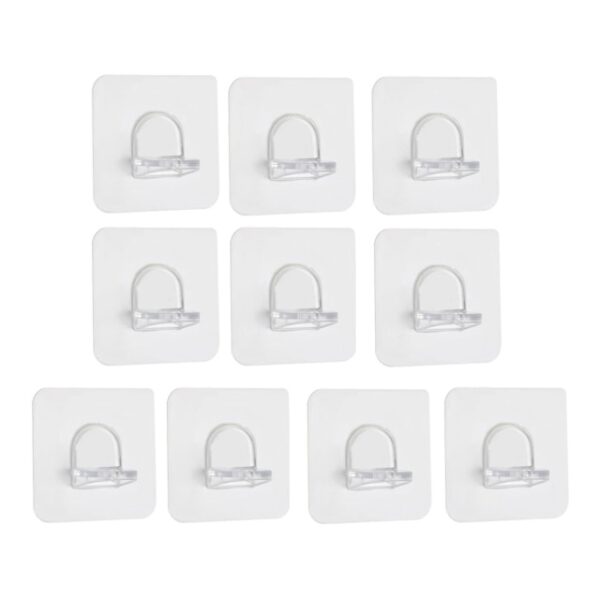 10Pcs 6x6cm Transparent Strong Self Support Adhesive Pegs Closet Cabinet Door Wall Hangers Hooks for