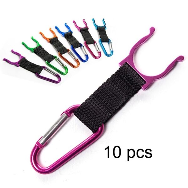 10pcs Camping Hiking Clip Outdoor Survival Tools Aluminum Carabiner Spring Water Bottle Clip Hook