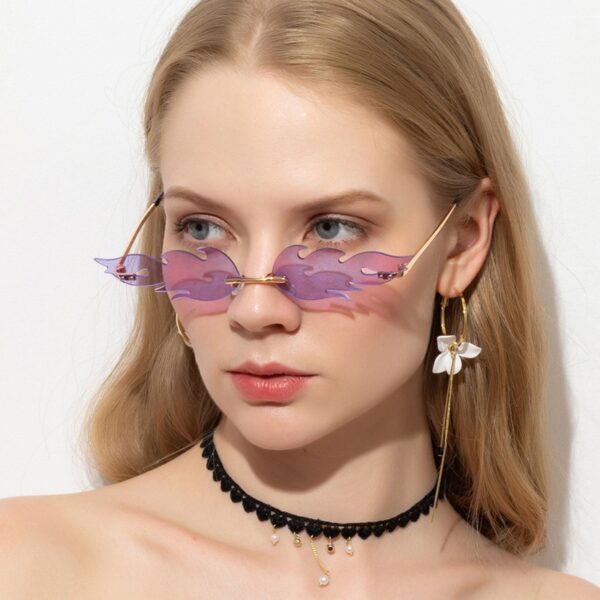 2020 Unisex Suzko Betaurrekoak Rimless Wave Eguzki Betaurrekoak UV 400 Betaurrekoak Luxuzko Joera Betaurreko estuak 4