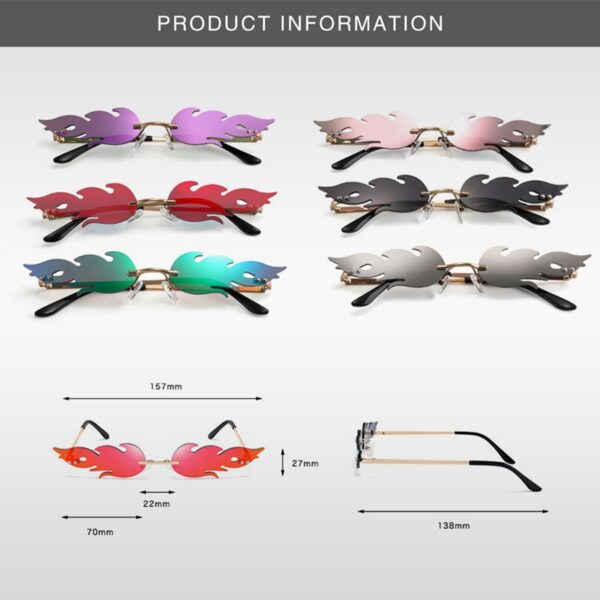 2020 New Unisex Fire Sunglasses Rimless Wave Sun Glasses UV 400 Eyewear Luxury Trending Narrow Sunglasses 5