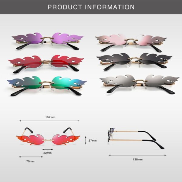 2020 New Unisex Fire Glasses Rimless Wave Sun Glasses UV 400 Eyewear Luxury Trending Narrow Sunglasses 5