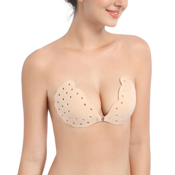 2020 Perforated Breast With Silicone Underwear Lingerie Bra Push Up Wing Self Adhesive Women Seamless Sexy 3