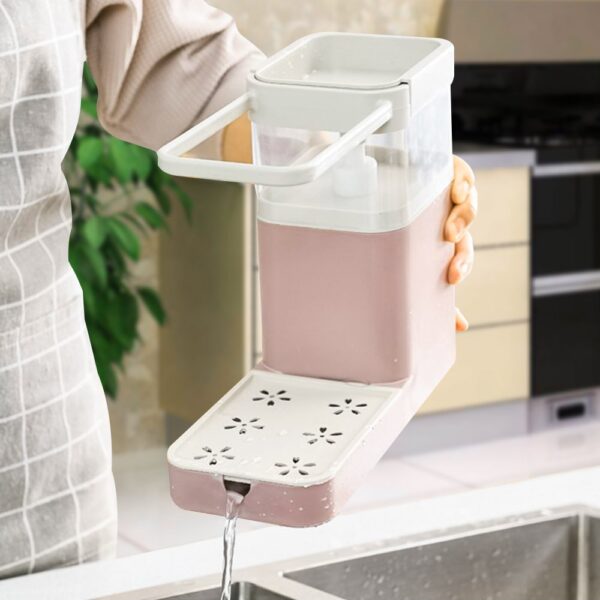 3 in 1 Multifunctional Manual Press Soap Box Shelf Soap Dispenser කුස්සියට උපකරණ තුවා රාක්ක නානකාමර පිරිසිදු කිරීම 2