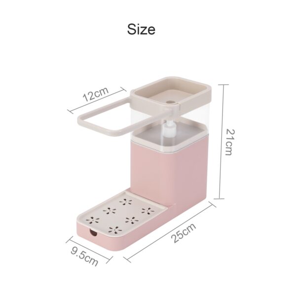 3 in 1 Multifunctional Manual Press Soap Box Shelf Soap Dispenser Kitchen Towel Rack Bathroom Cleaning 5