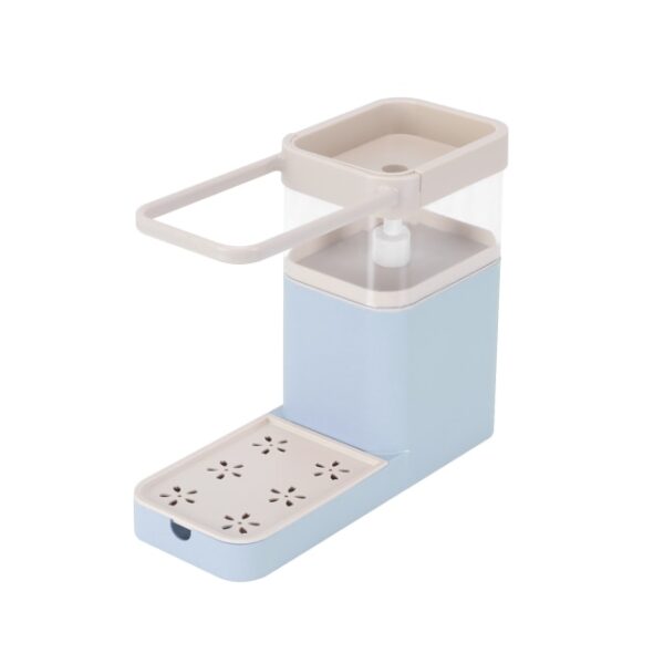 Caja de jabón multifuncional multifuncional 3 en 1, estante dispensador de jabón, toallero de cocina, baño