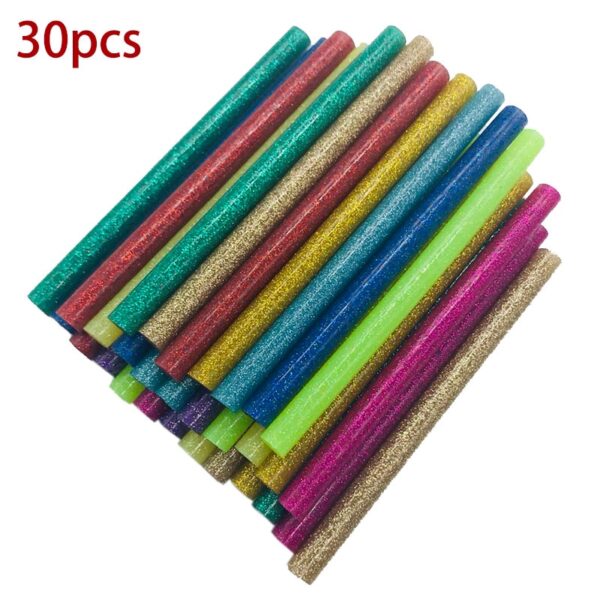 30Pcs set Colored Hot Melt Glue Sticks 7mm Adhesive Assorted Glitter Glue Sticks Professional For Electric 1