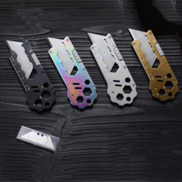 BK Stainless Steel EDC Folding Utility Knife Wallpaper Knife Multi function Paper Cutter Courier ပြင်ပဓား 4