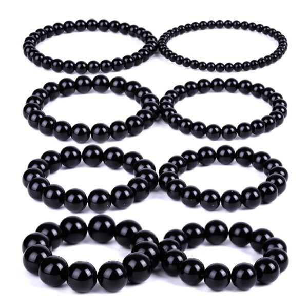 Black Obsidian Bracelet Buddhist Prayer Blessing Blackstone Healing Stone Ball Beads Jewelry Valentine s Present 15