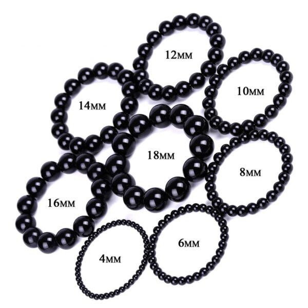 Black Obsidian Bracelet Buddhist Prayer Blessing Blackstone Healing Stone Ball Beads Jewelry Valentine s Present 16