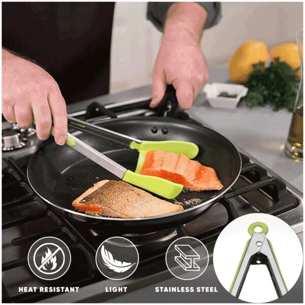 Fashion 2 in 1 Kitchen Spatula And Tongs Smart Clip Siamese Food Clip Multifunctional Silicone Clip