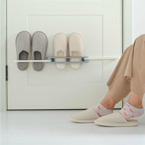 Foldable 3IN1 wall mounted slipper rack bathroom perforation free shelf Wall Hanging Shoes Organizer Hanger 3