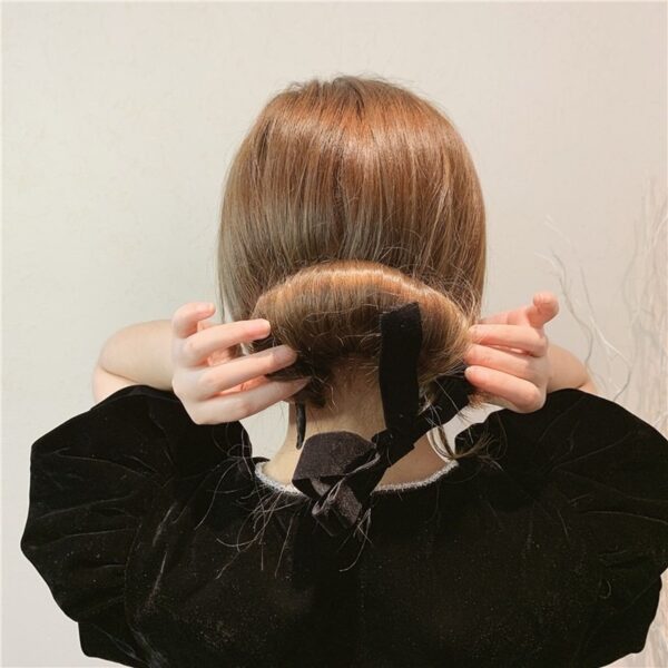 Koreaanske styl Simple New Bun Hair Band Internet Celebrity Lazy Polka Dot Lace Braided Hair Modeling 11