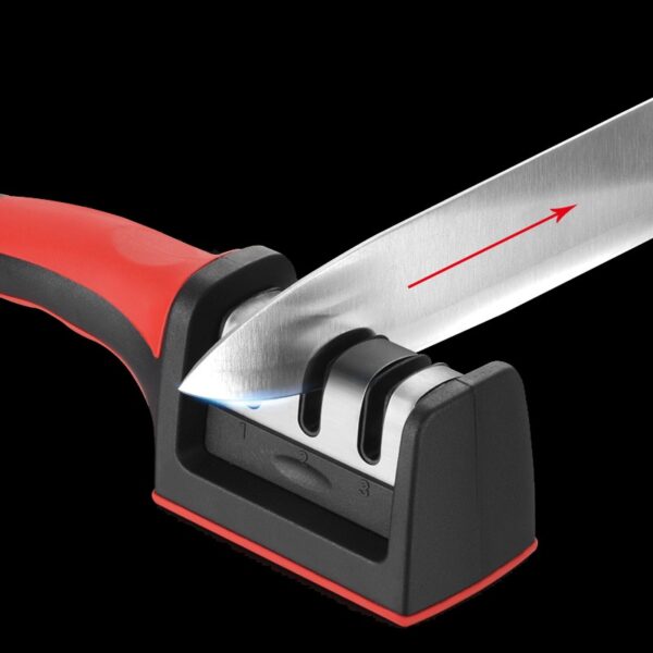 LMETJMA oštrilica za noževe u 3 faze s još 1 zamjenskim oštrilom ručni alat za oštrenje kuhinjskih noževa za 3