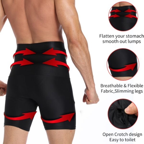 Эрэгтэй хүний ​​биеийн хэлбэржүүлэгч шахалтын шорт бүсэлхийн тойрог дасгалжуулагч хэвлийн хяналт тураах хэлбэрийн хувцас загварчлах бүсэлхийн эсрэг боксчин 2