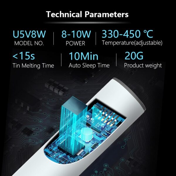 Оригиналдуу USB Электр Даярдоочу Темир Топтомдору 5V 8W Калай Солдат Темир USB Тез Заряддоо Көчмө Микроэлектроника 2