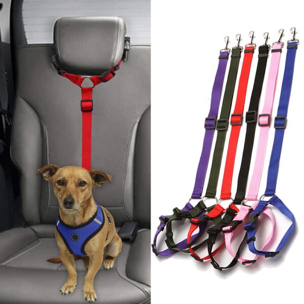 Pet Dog Cat Car Seat Belt Adjustable Harness Seatbelt Lead Leash for Small Medium Dogs Travel 6