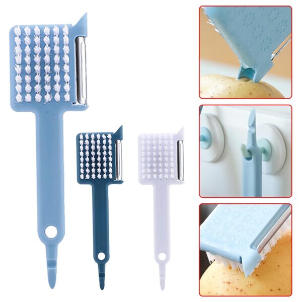 Torthaí Glasraí Plaisteacha Peeler Cistine Peeler Ilfheidhmeach Trí I gceann Scuab Peeler Prátaí Slicer Cistine Accessories Cistine