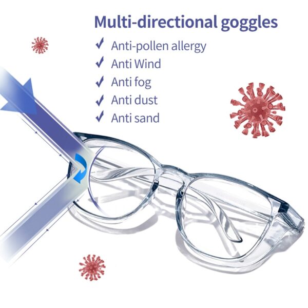 Safe Glasses Anti Splash Pollen Dust Wind Goggles Eye Protection Transparent Cycling Blu Ray Blocking Women 8