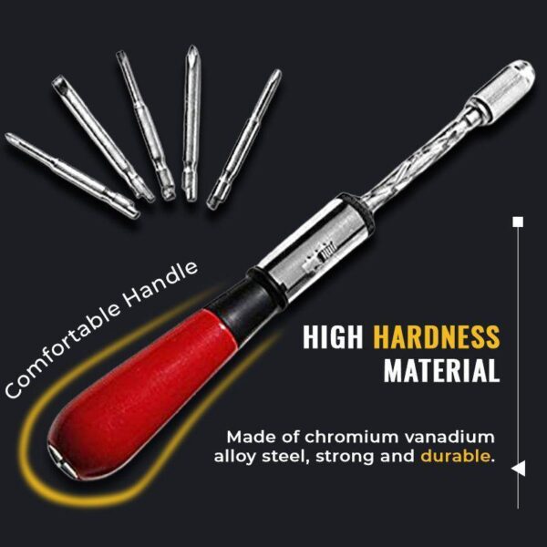 Sueea Push Pull Ratchet Screwdriver Set 6 in 1 Screwdriver Bit Set Lengan Driver Bit Holder 4