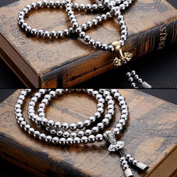 Tactical 10MM Steel Chain Buddha Beads Self Defense Hand Bracelet Necklace EDC Outdoor Tools Self Protection 4