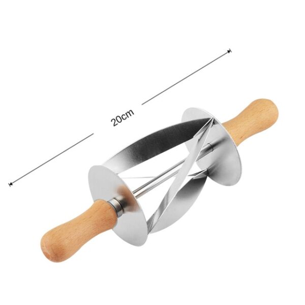 Upspirit Stainless Steel Rolling Cutter for Making Croissant Bread Wheel Dough Pastry Knife Wooden Handle