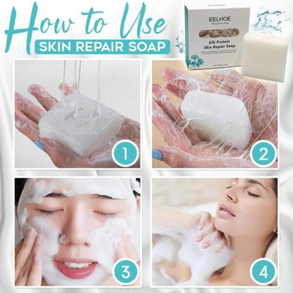100g Silk Protein Skin Repair Facial Cleaning Soap Remove Mites Blackheads Handmade Soap Oil Control Bath 4