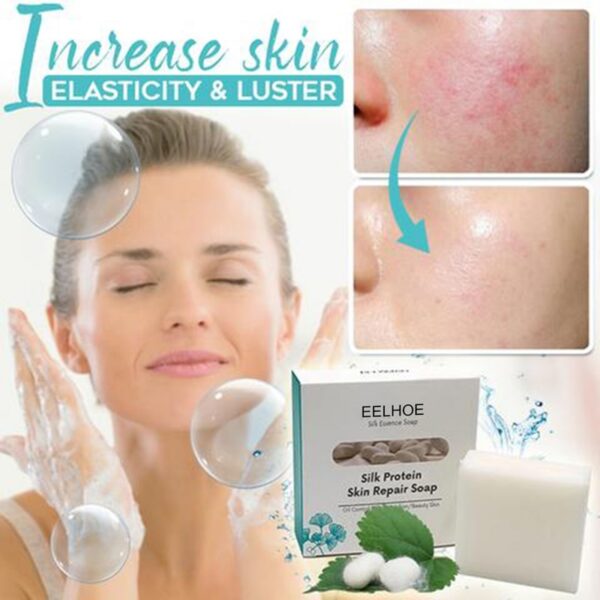 100g Silk Protein Skin Repair Facial Cleaning Soap Remove Mites Blackheads Handmade Soap Oil Control Bath 5