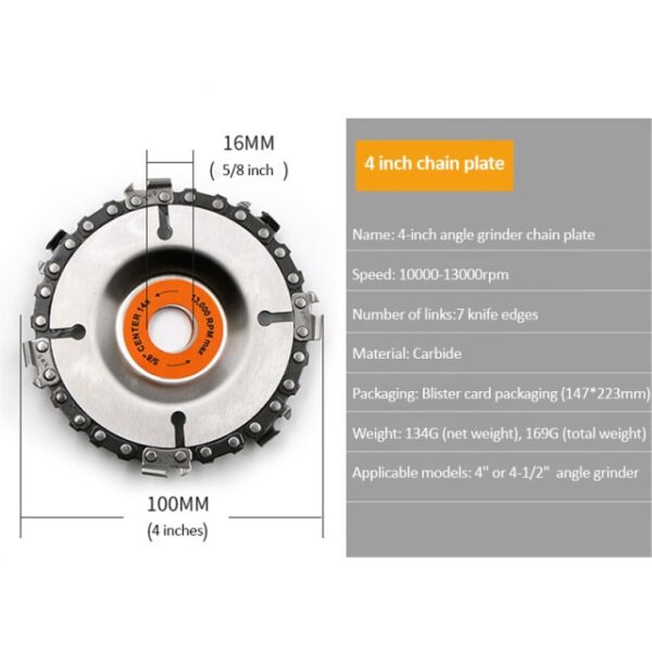 4 4 5 5 Inch Wood Carving Disc Woodworking Chain Grinder Chain Saws Disc Chain