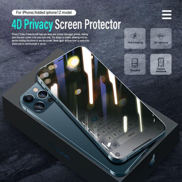 4D Privacy Screen Protector For iPhone 12 11 Pro Max XS MAX XR Anti spy Peep