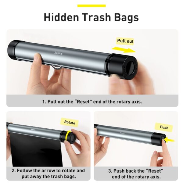 Baseus Roller Car Trash Can Auto Organizer Storage Bag Dump Pockets Car Garbage Bin Auto Accessories 5