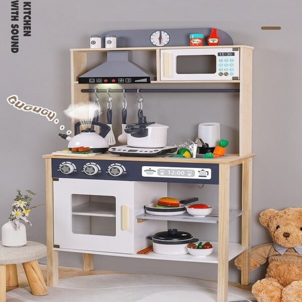 Boys And Girls Wooden Play House Kitchen Simulation Water Kitchen Utensils For Cooking Kindergarten Experience Hall 1