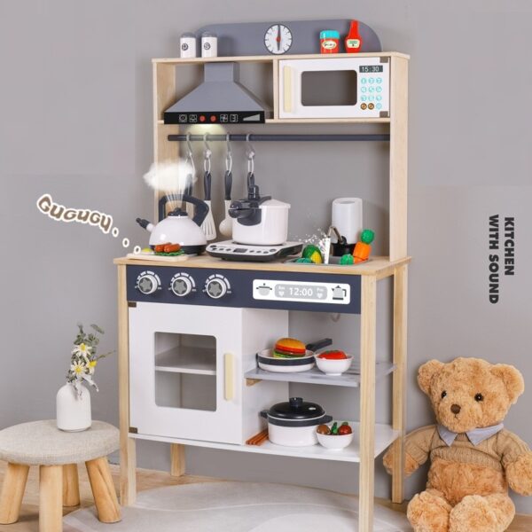 Boys And Girls Wooden Play House Kitchen Simulation Water Kitchen Utensils For Cooking Kindergarten Experience Hall 2