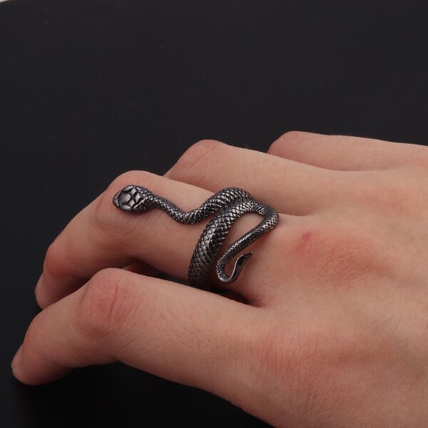 Cheap Punk Snake Rings for Men Women Exaggerated Gothic Opening Adjustable Ring Vintage Couple Rings Slytherin