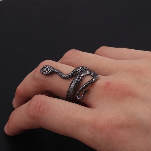 Cheap Punk Snake Rings for Men Women Exaggerated Gothic Opening Adjustable Ring Vintage Couple Rings