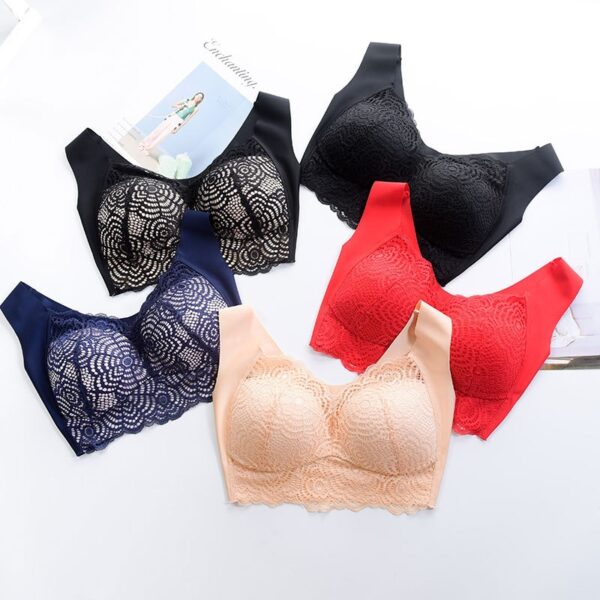 Female Push Up Bra Full Cup Sexy Lace Bra for Women Bralette Top Plus Size Wireless 4