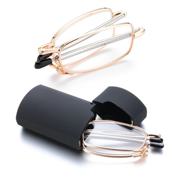 Hot Fashion MINI Design Reading Glasses Men Women Folding Small Glasses Frame Black Metal Glasses With 1