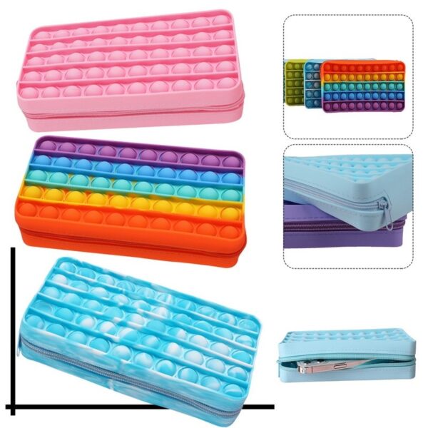 Kawaii Silicone Wallet Bags Push Its Bubble Fidget Toys Pencil Case Simpl Dimmer Antistress Toy Soft 14