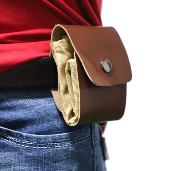 Leather Canvas Pouch Multifunctional Outdoor Foldable Foraging Bag Jungle Fruit Picking Storage Bags For Hiking Camping 5